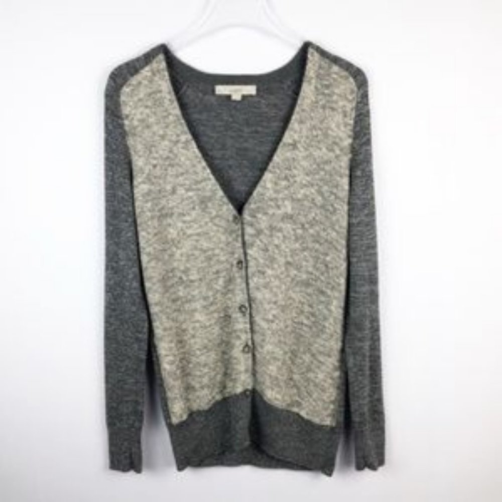 LOFT Gray And Silver Button Career Cardigan Size Small